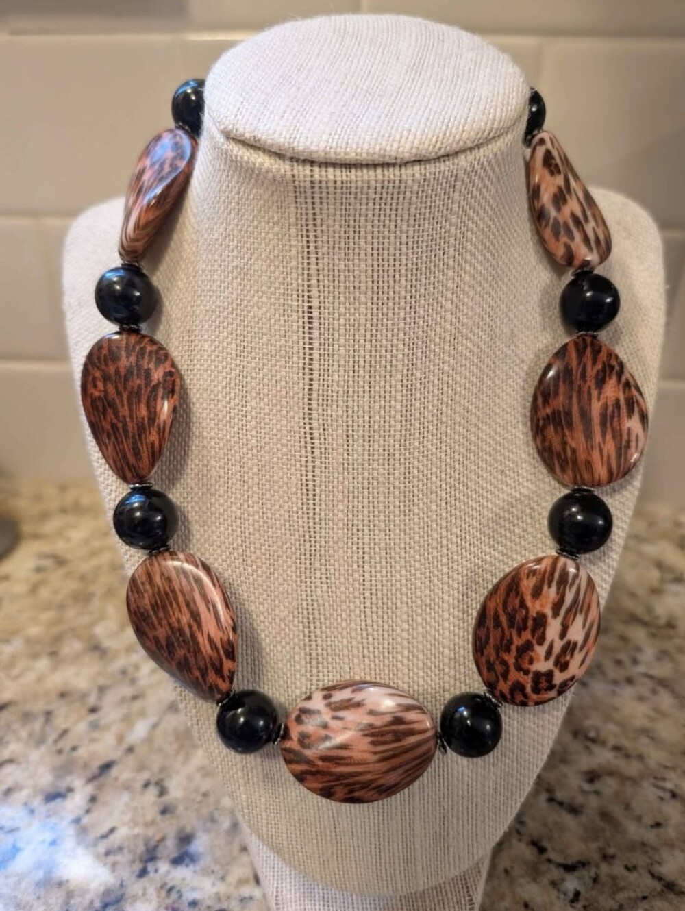 2 For $20.00 - Handcrafted Brown & Black Statement Necklace
